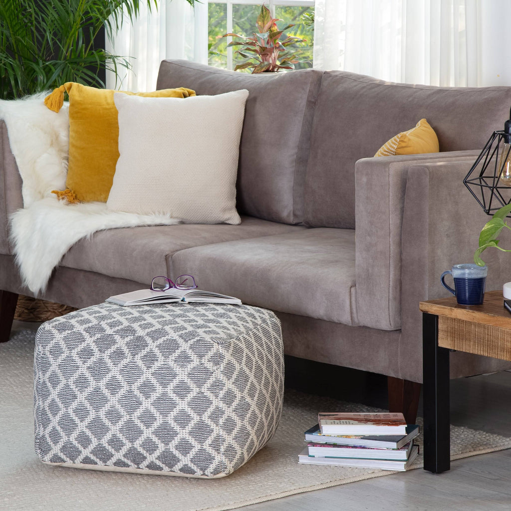 Gray & Ivory Pouf O469523
