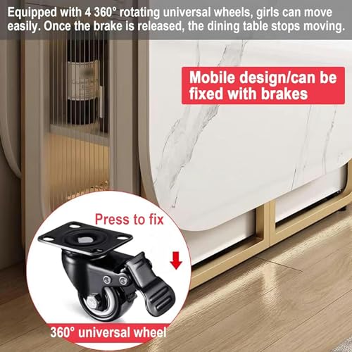 Folding Square Dining Table with Wheels and Storage Racks R64809