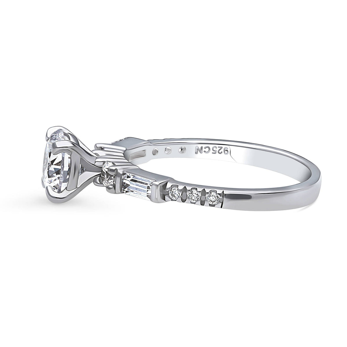 Sterling Silver Solitaire Engagement Ring 1 Carat Round Cubic Zirconia Rhodium Plated Size 9 A657