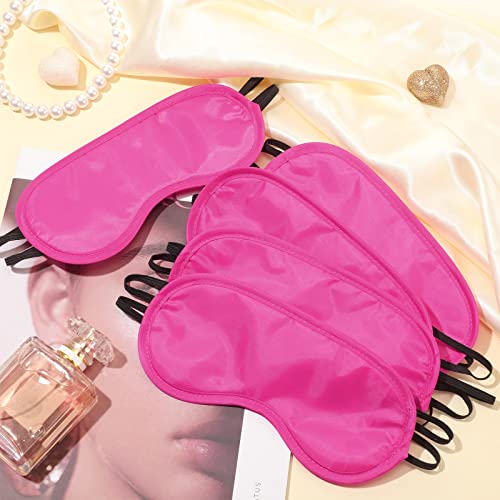 100 Pieces Pink Silk Sleep Eye Mask with Adjustable Elastic Strap J56457