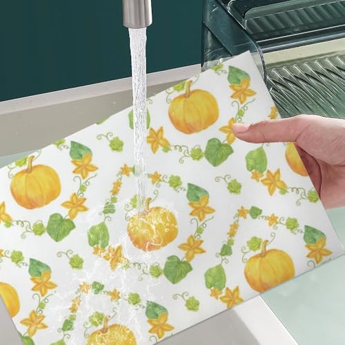 Fall Gourd Pattern Faux Leather 12 X 18 Inch 6Pc Placemat Set W500