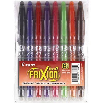 Fine Point Erasable Gel Pens, 8-Pack, Black/Blue/Red/Pink/Purple/Orange/Lime/Brown Inks R911207