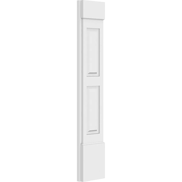 Two Equal Raised Panel PVC Pilaster with Capital and Base (Pair) G452
