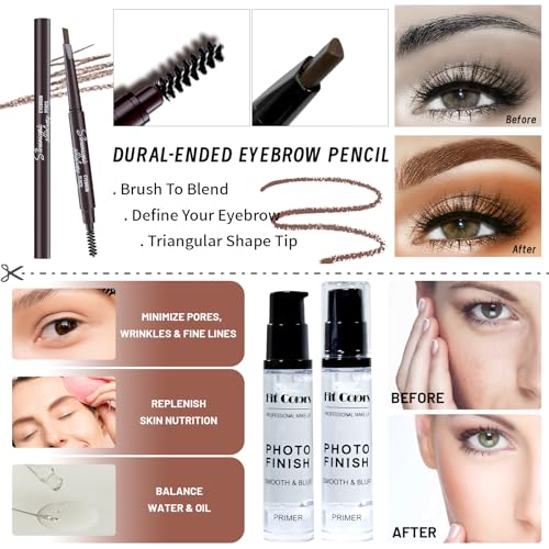 Makeup Kit with CC Cream Foundation Eyeshadow Primer Concealer Lip Gloss Eyeliner Pencil Mascara Makeup Brush & Sponges G280