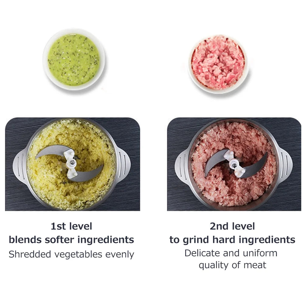 Stainless Steel 2L Electric Meat Grinder Blender B333