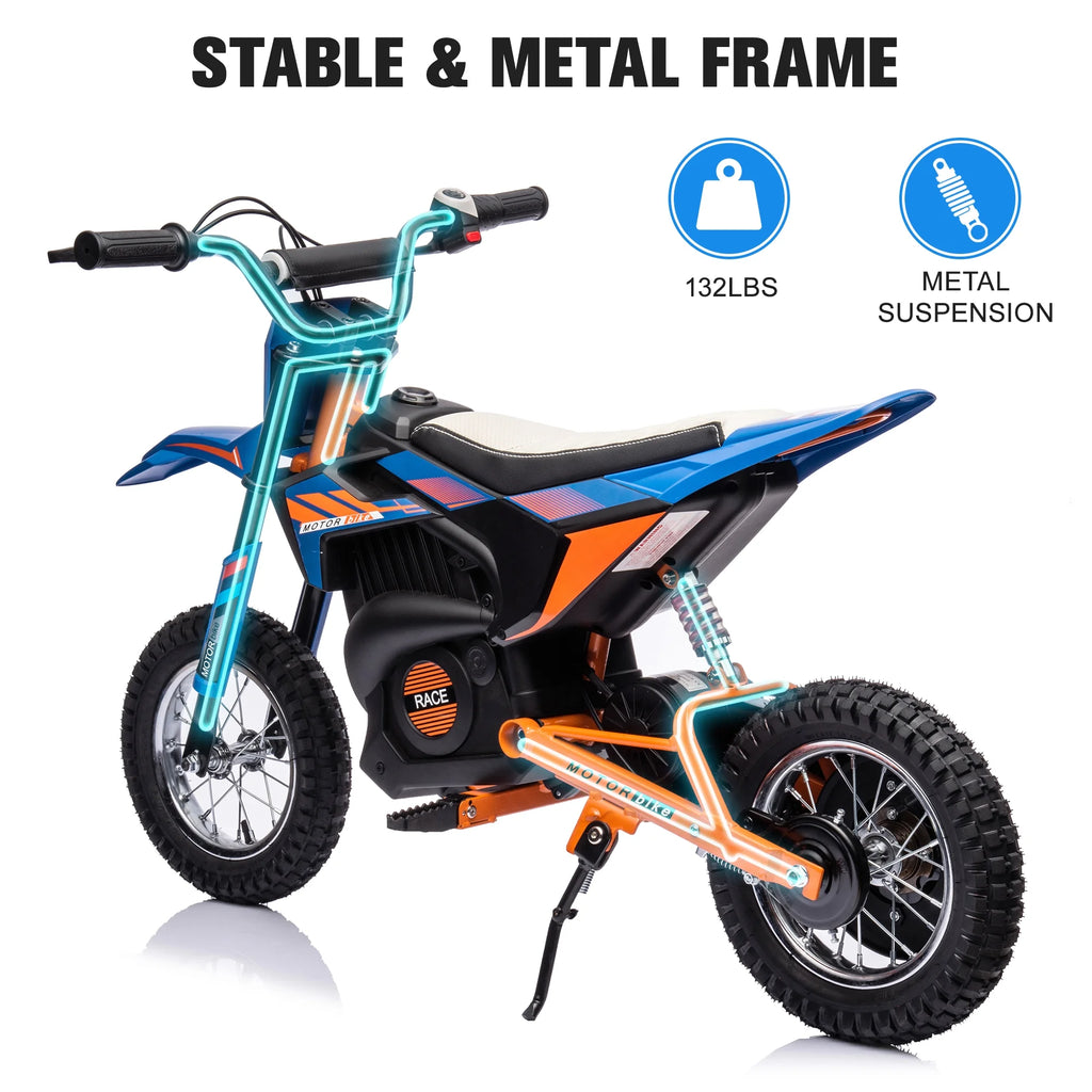 24V Electric Dirt Bike Ride On Motorcycle Toy, Blue M712