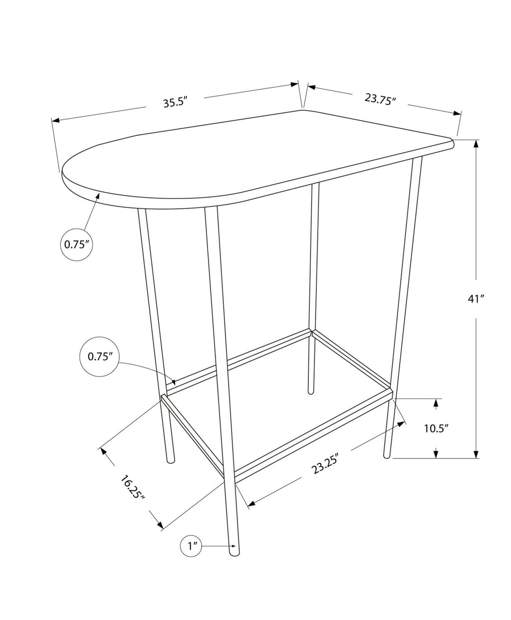Black Silver MDF Metal Home Bar B46908