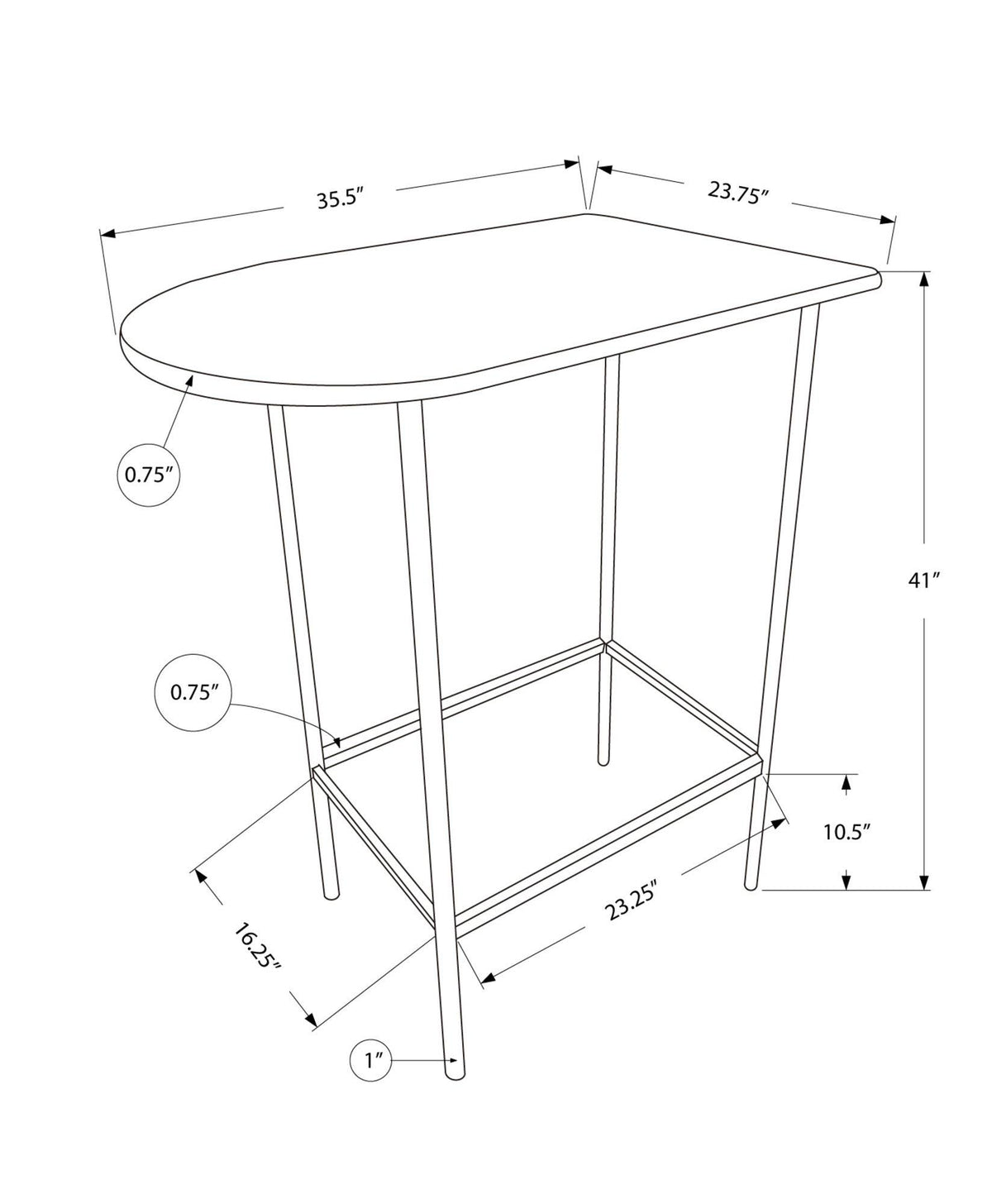 Black Silver MDF Metal Home Bar B46908