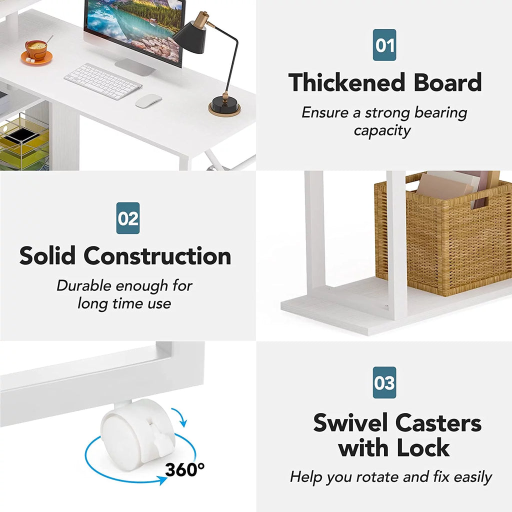 L Shaped Desk with Storage Bookshelf T601537