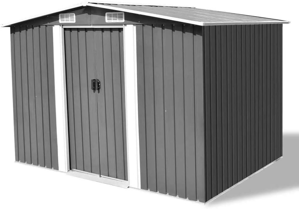 Anthracite Garden Storage Shed with Double Sliding Doors 101.2 x 80.7 x 70.1inch C997686