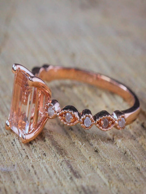 1.25 Carat Peach Pink Morganite and Diamond Engagement Ring in 10k Rose Gold Y564274