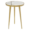 15" x 20" Gold Aluminum Accent Table with Marble Top A3182
