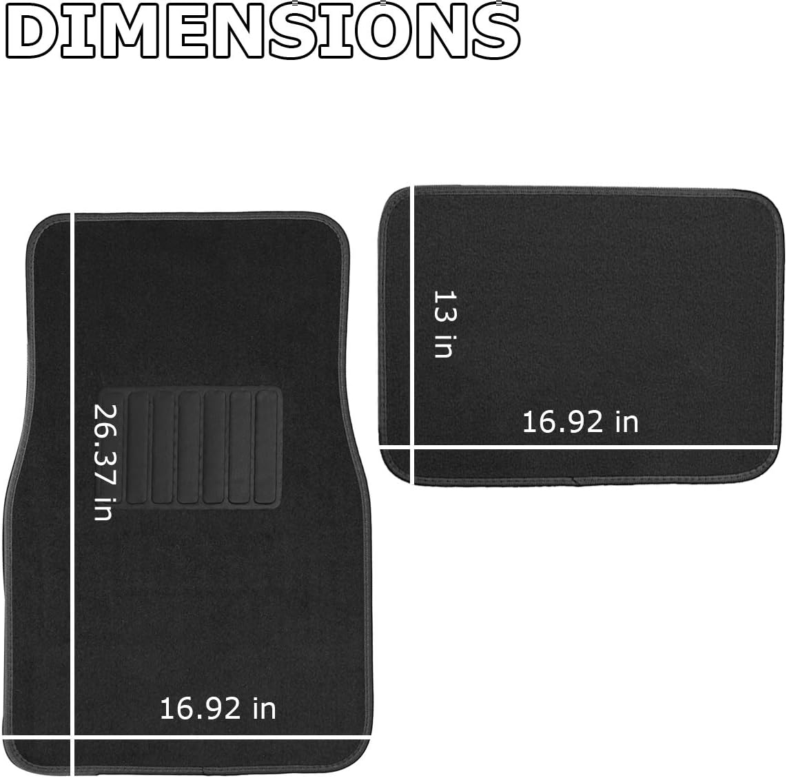 Black 4 Piece Heavy Duty Carpet Floor Mat Set H487353