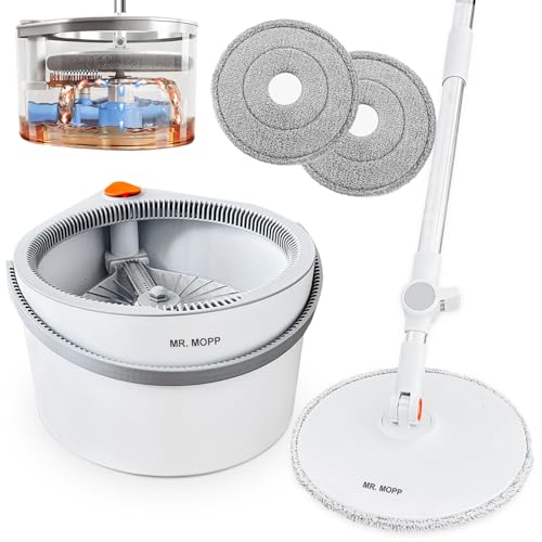 Spin Mop and Bucket Set with 360-Degree Swivel Microfiber Mop Head A180078