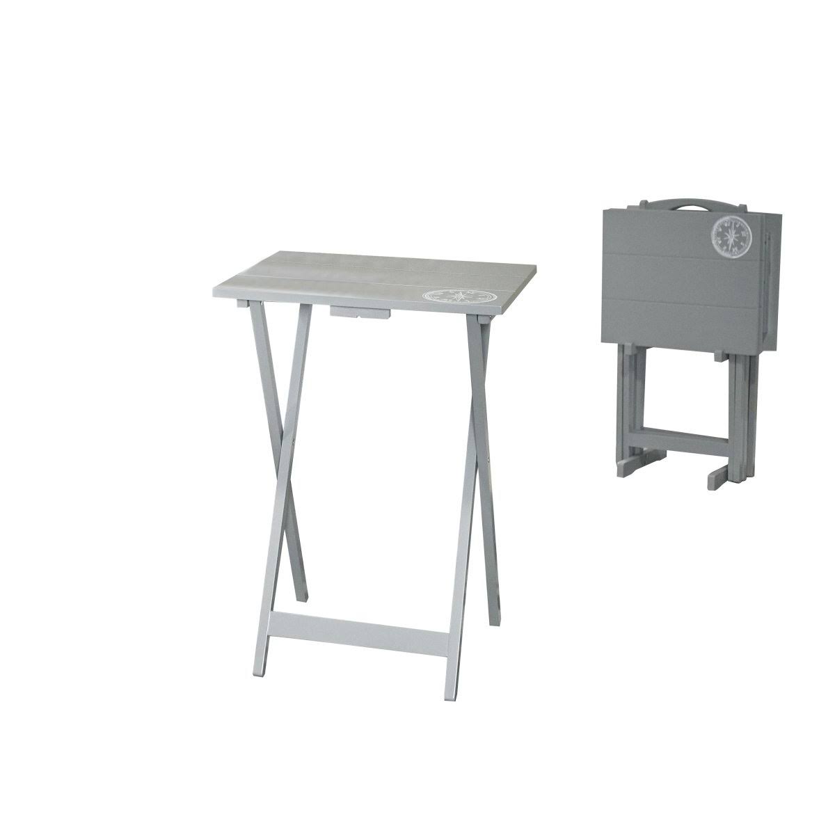 5 Piece Wooden Foldable Tray Table Set Dark Gray T41612