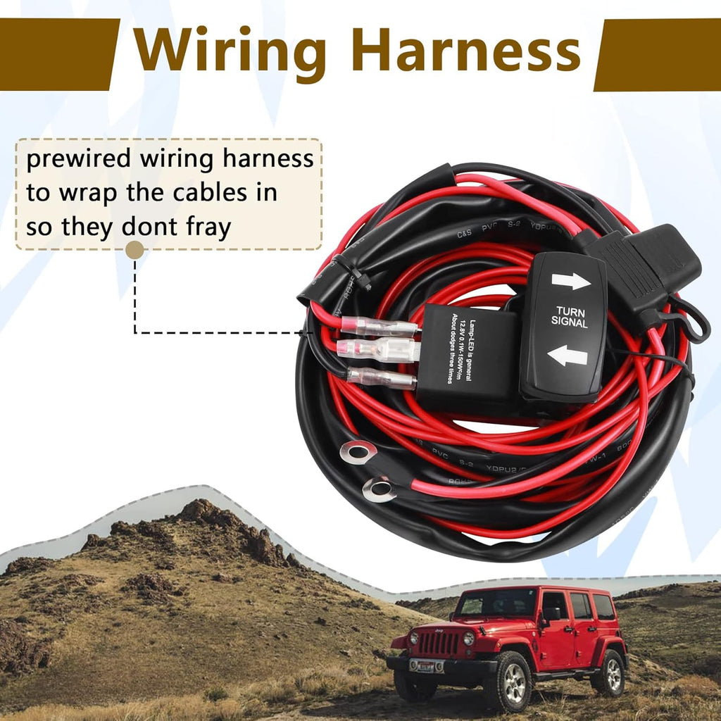 Universal UTV Rocker Switch Turn Signal Kit with Wire Harness J6765