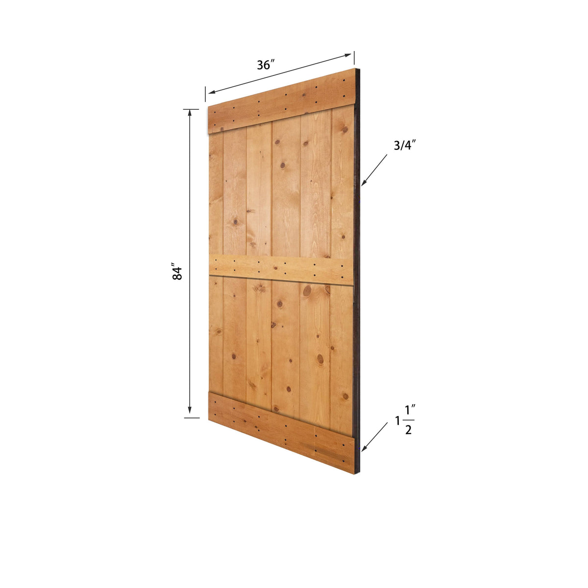 Paneled Wood Barn Door with Installation Hardware Kit E8923