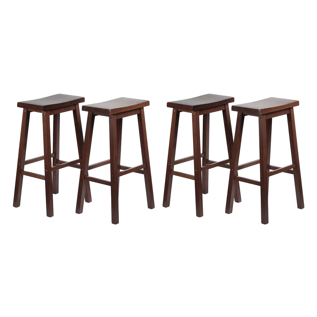 Walnut 29-Inch Saddle Seat Counter Stools Set of 4 O4948
