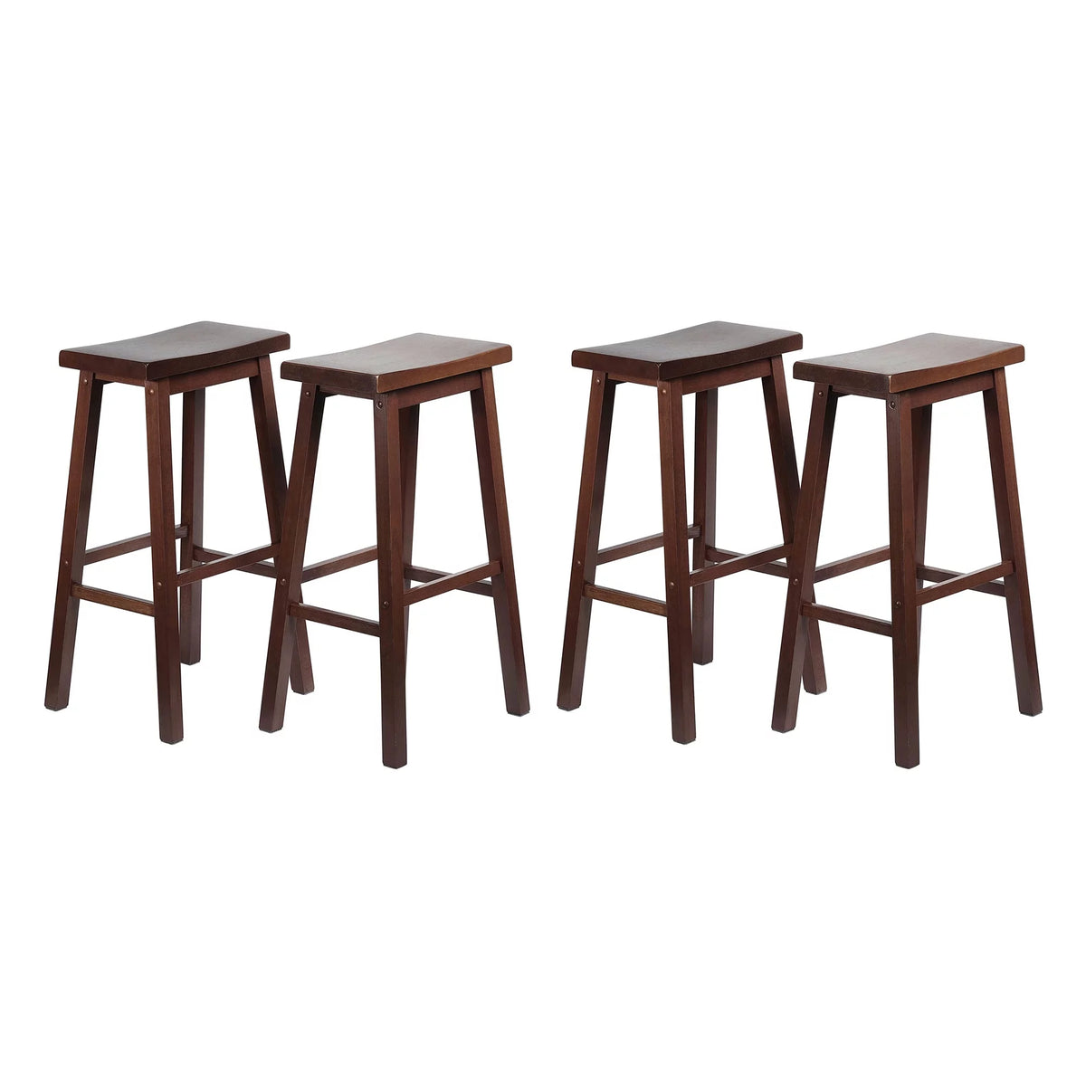 Walnut 29-Inch Saddle Seat Counter Stools Set of 4 O4948