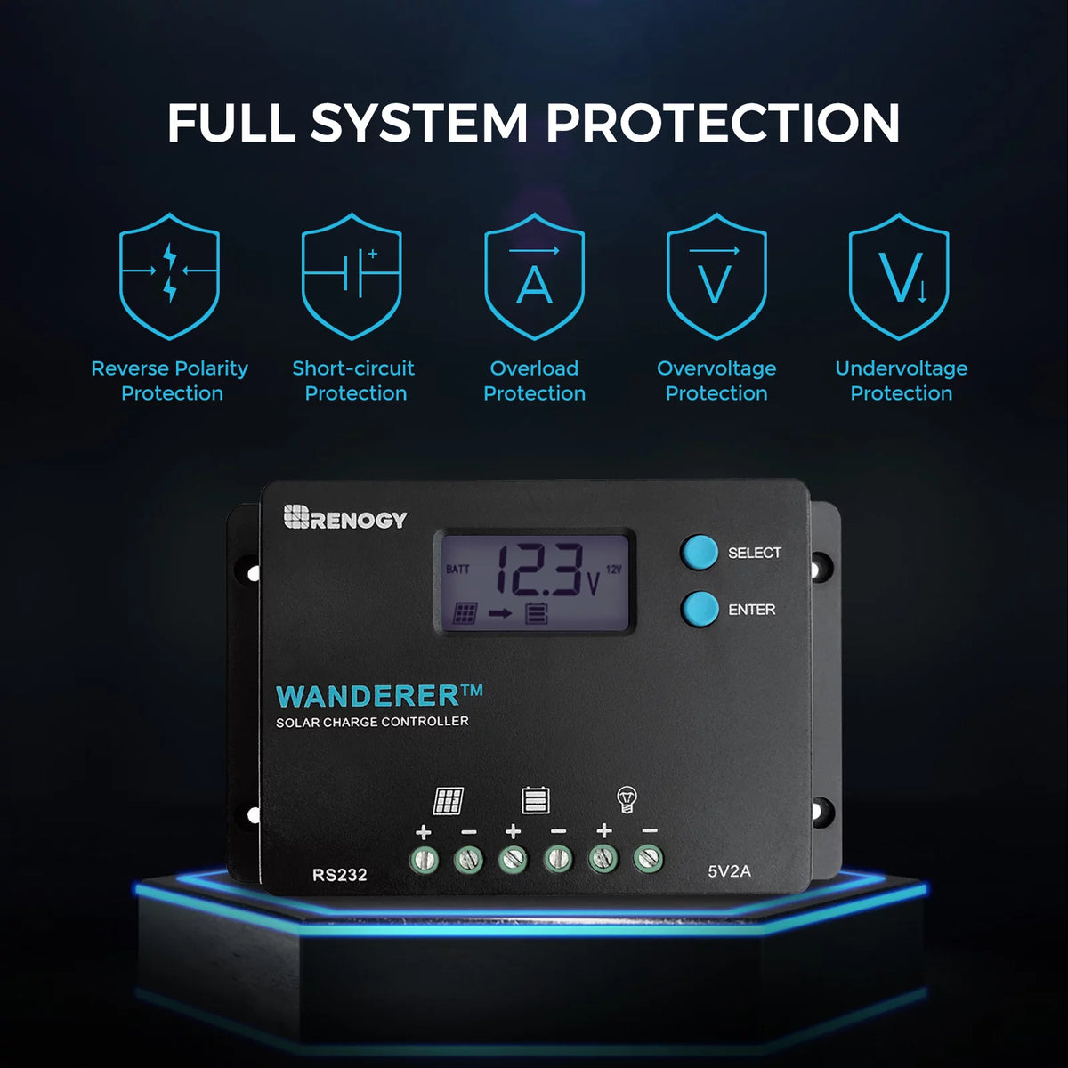 100W 12V Monocrystalline Solar Starter Kit with 10A Charger Controller H503