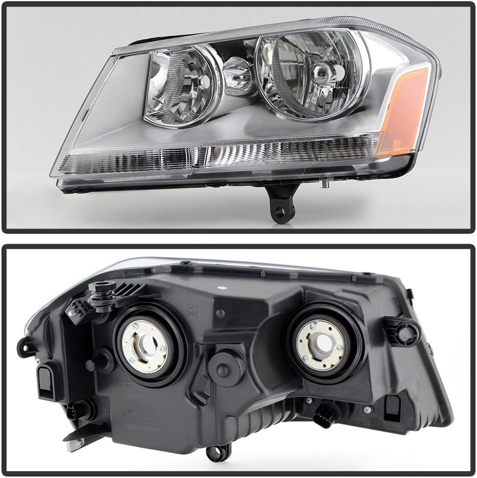 2008-2014 Dodge Avenger Chrome Housing Headlights Replacement Pair Set Z3361