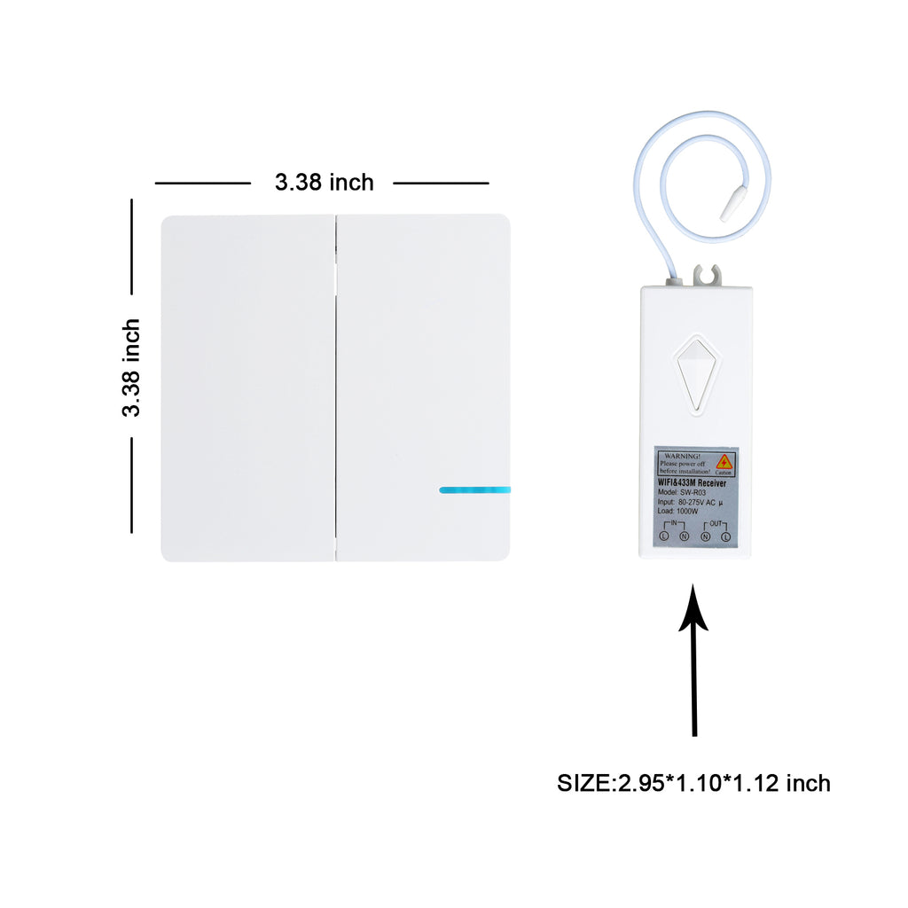 2-gang Smart Light Switch with WiFi Receiver W350918