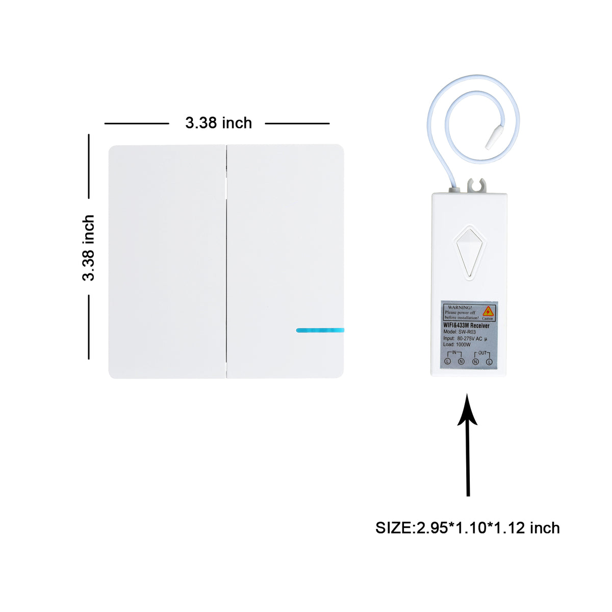 2-gang Smart Light Switch with WiFi Receiver W350918