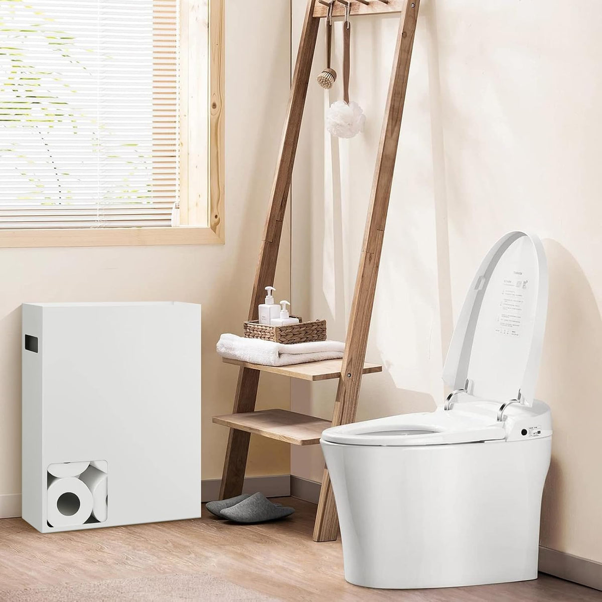White Toilet Paper Storage Organizer W9158