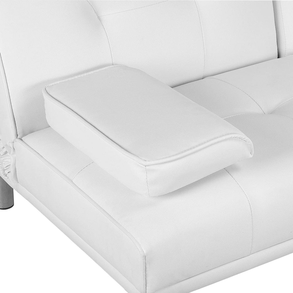 White Faux Leather Futon Set Convertible Sleeper Loveseat Daybed H229