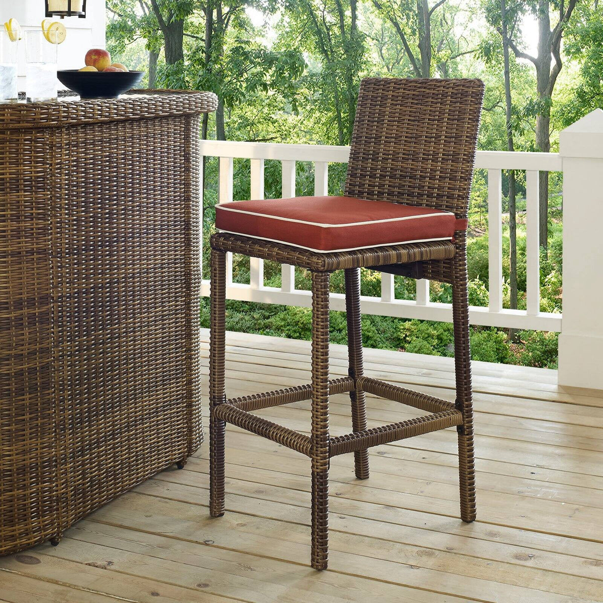 Wicker Patio Bar Stool Set of 2 V136469
