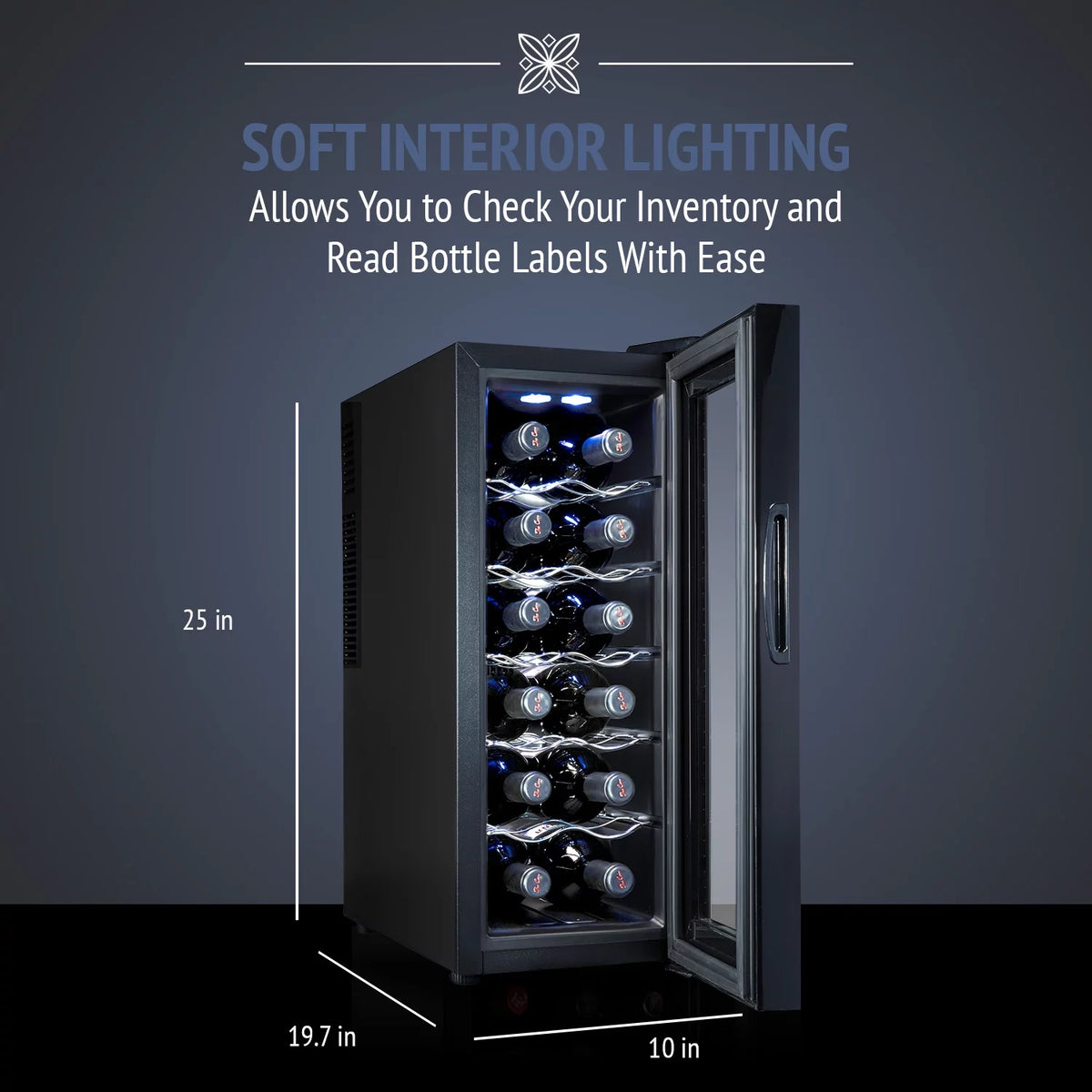 12 Bottle Thermoelectric Freestanding Wine Cooler Black F137234