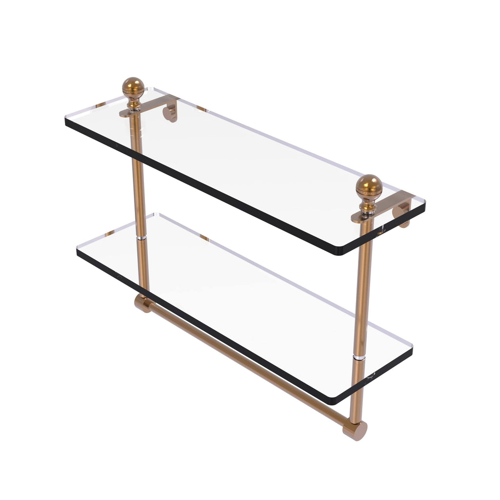 Brushed Bronze Two Tiered Glass Shelf with Integrated Towel Bar L96461