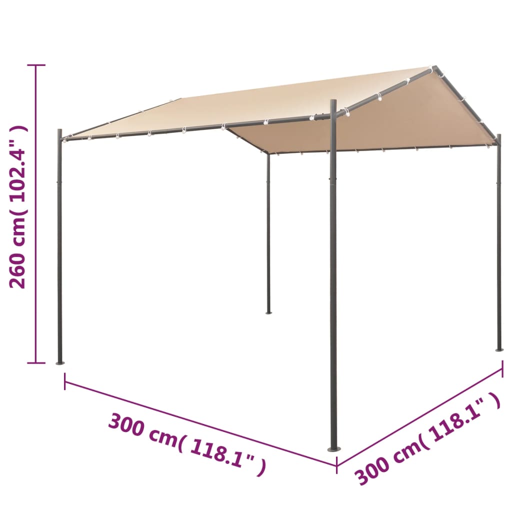 Beige Steel Gazebo Pavilion Tent Canopy J98240