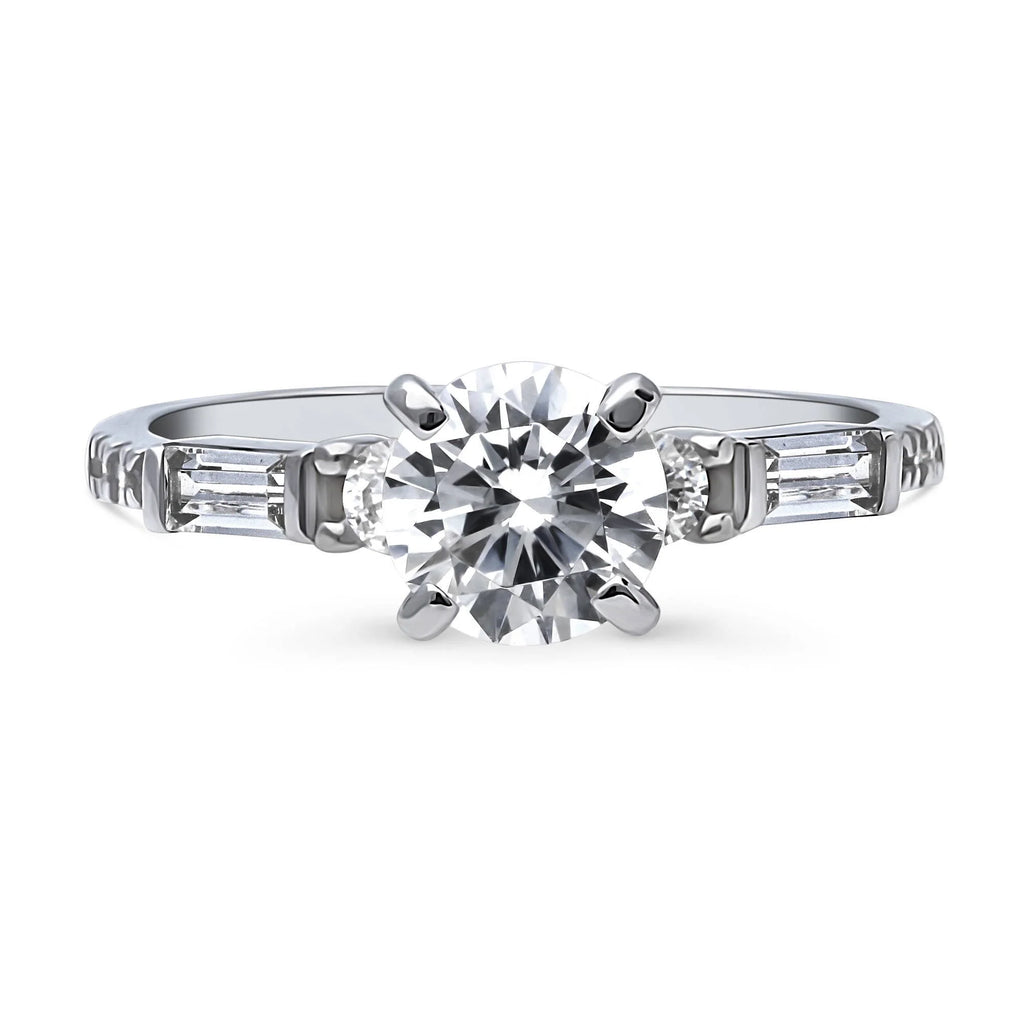 Sterling Silver Solitaire Engagement Ring 1 Carat Round Cubic Zirconia Rhodium Plated Size 9 A657