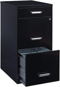 Black 18in Deep 3 Metal Organizer Pencil Drawer Vertical File Cabinet R927595