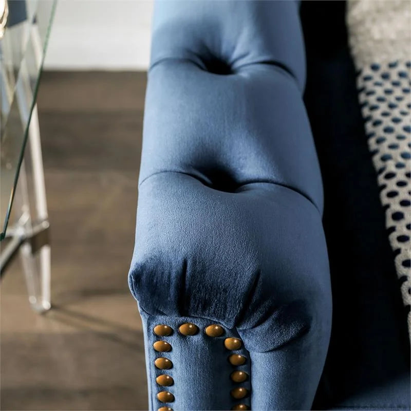Blue Fabric Tufted 2-Piece Sofa Set Q886