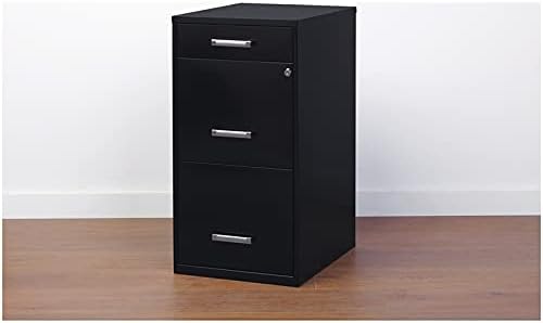 Black 18in Deep 3 Metal Organizer Pencil Drawer Vertical File Cabinet R927595