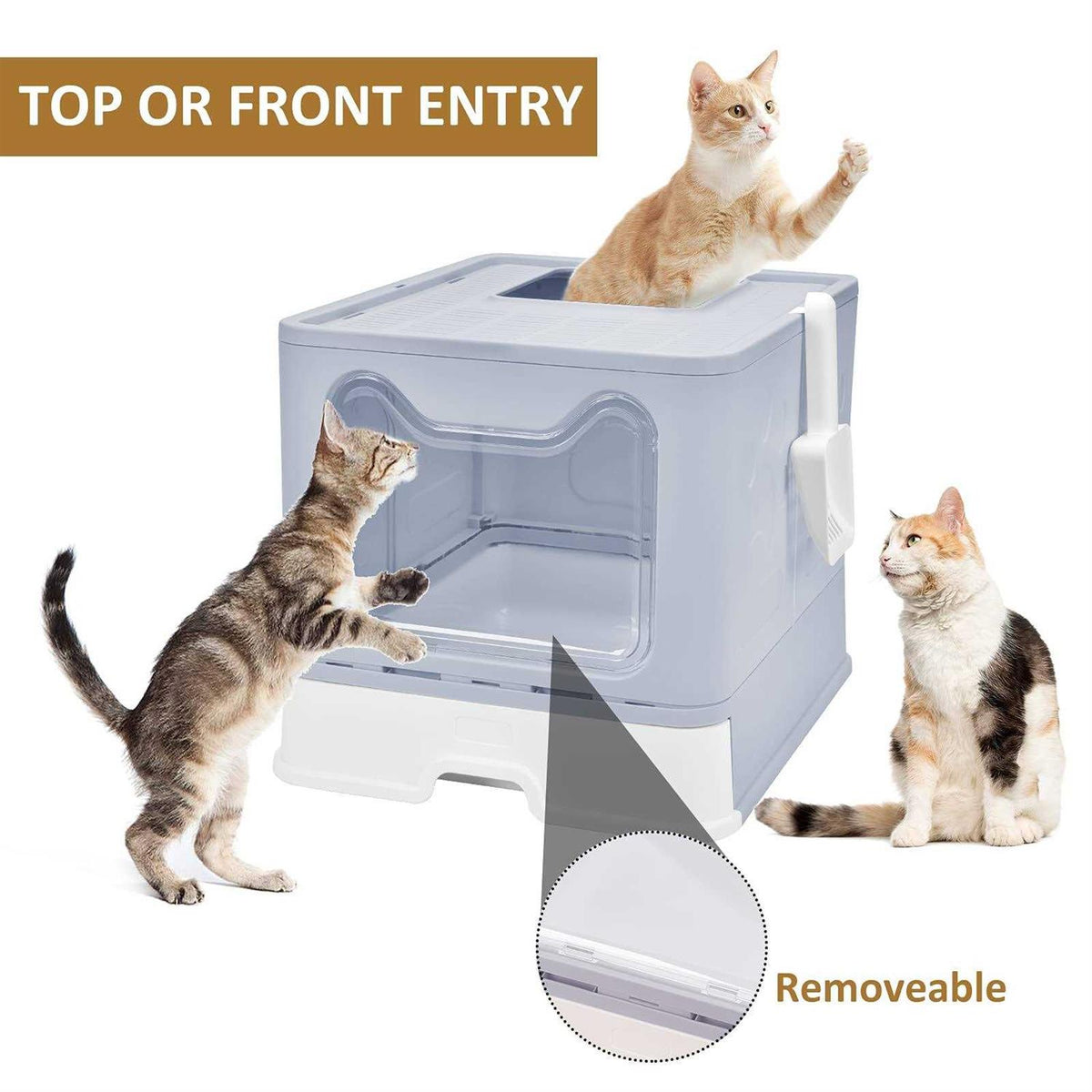 Foldable Cat Litter Box with Lid Y687