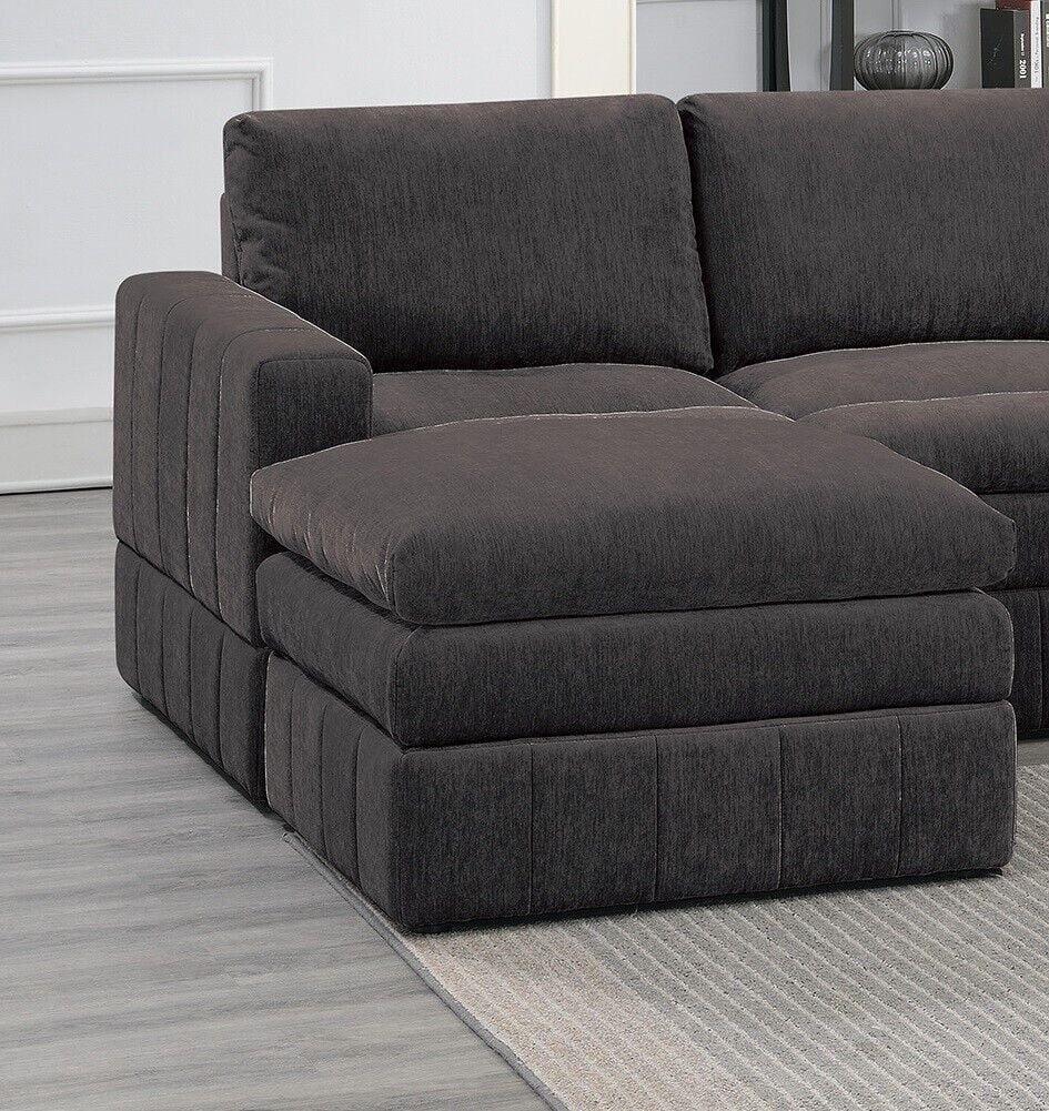 Plush Cushion 6pc Modular Sectional Set with Ottoman F734779