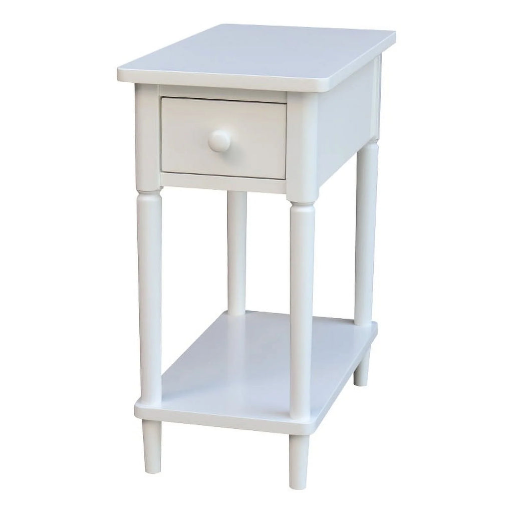 White Narrow Solid Wood Side Table F639364