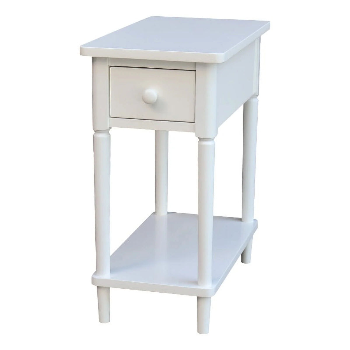 White Narrow Solid Wood Side Table F639364
