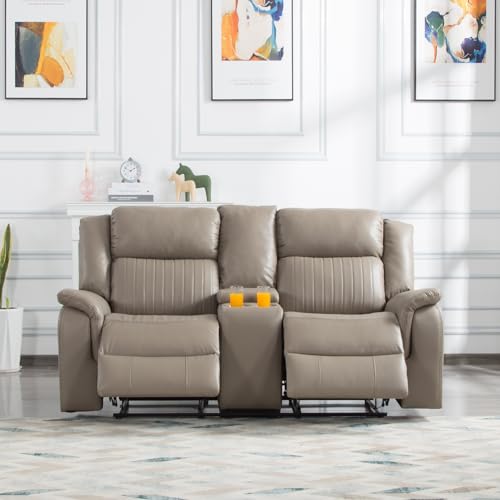 Double Recliner Sofa with Pillow Top Armrest and Storage C60175