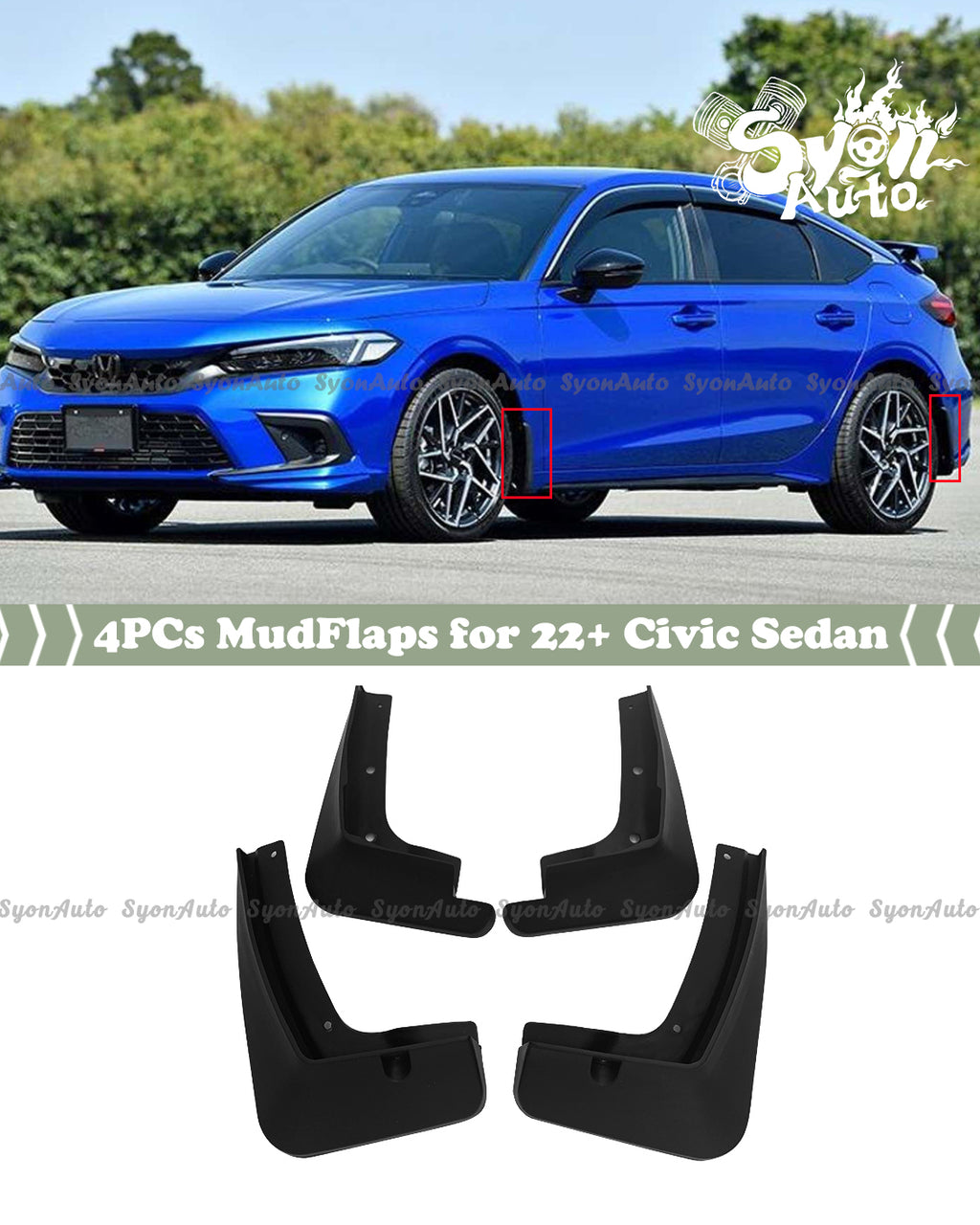 Black 4Pcs Mud Flap Splash Guard Set I407820