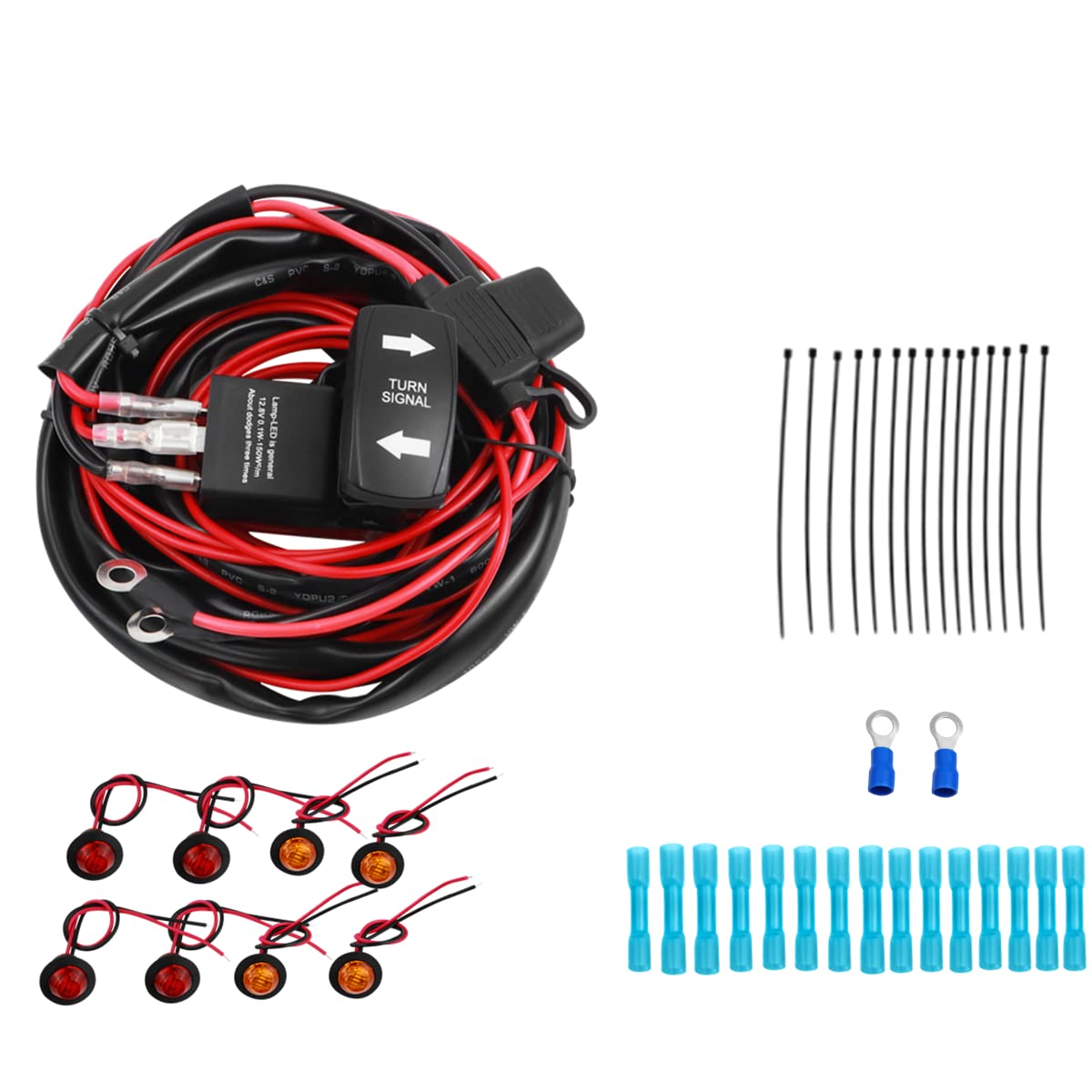 Universal UTV Rocker Switch Turn Signal Kit with Wire Harness J6765