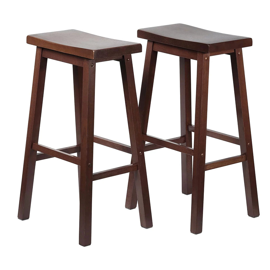 Walnut 29-Inch Saddle Seat Counter Stools Set of 4 O4948