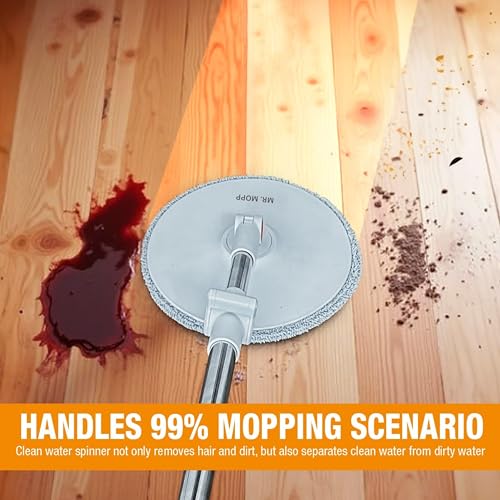 Spin Mop and Bucket Set with 360-Degree Swivel Microfiber Mop Head A180078