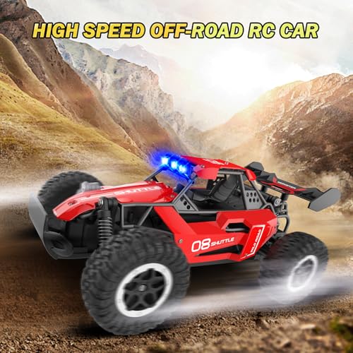 Remote Control Car with LED Lights, 2.4GHz 2WD Rechargeable Monster Truck P5845