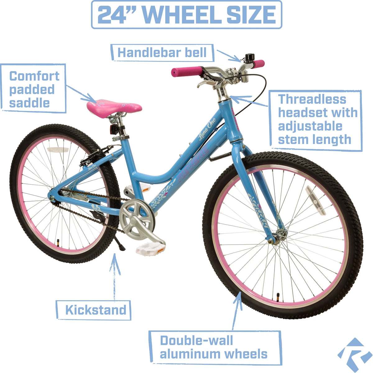 24" Girls Cruiser Bicycle, Lightweight Aluminum Frame B595