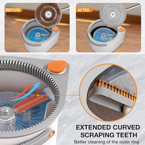 Spin Mop and Bucket Set with 360-Degree Swivel Microfiber Mop Head A180078