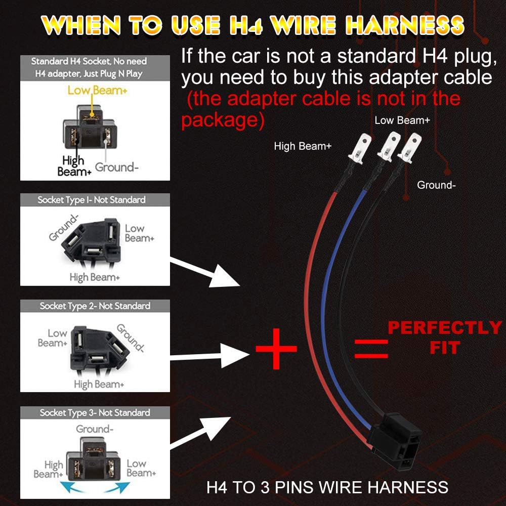 5x7 LED Headlight 2PCS 7x6 inch Halo Sealed Beam H6054 Replacement Hi/Lo Beam DRL Pack of 2 Y130